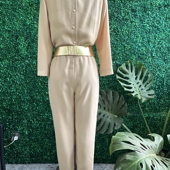 New Alonso Paris Milan New York Beige Long jumpsuit made in Italy - Picture 7 of 7